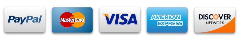 We accept PayPal, Visa, Mastercard and Amex.